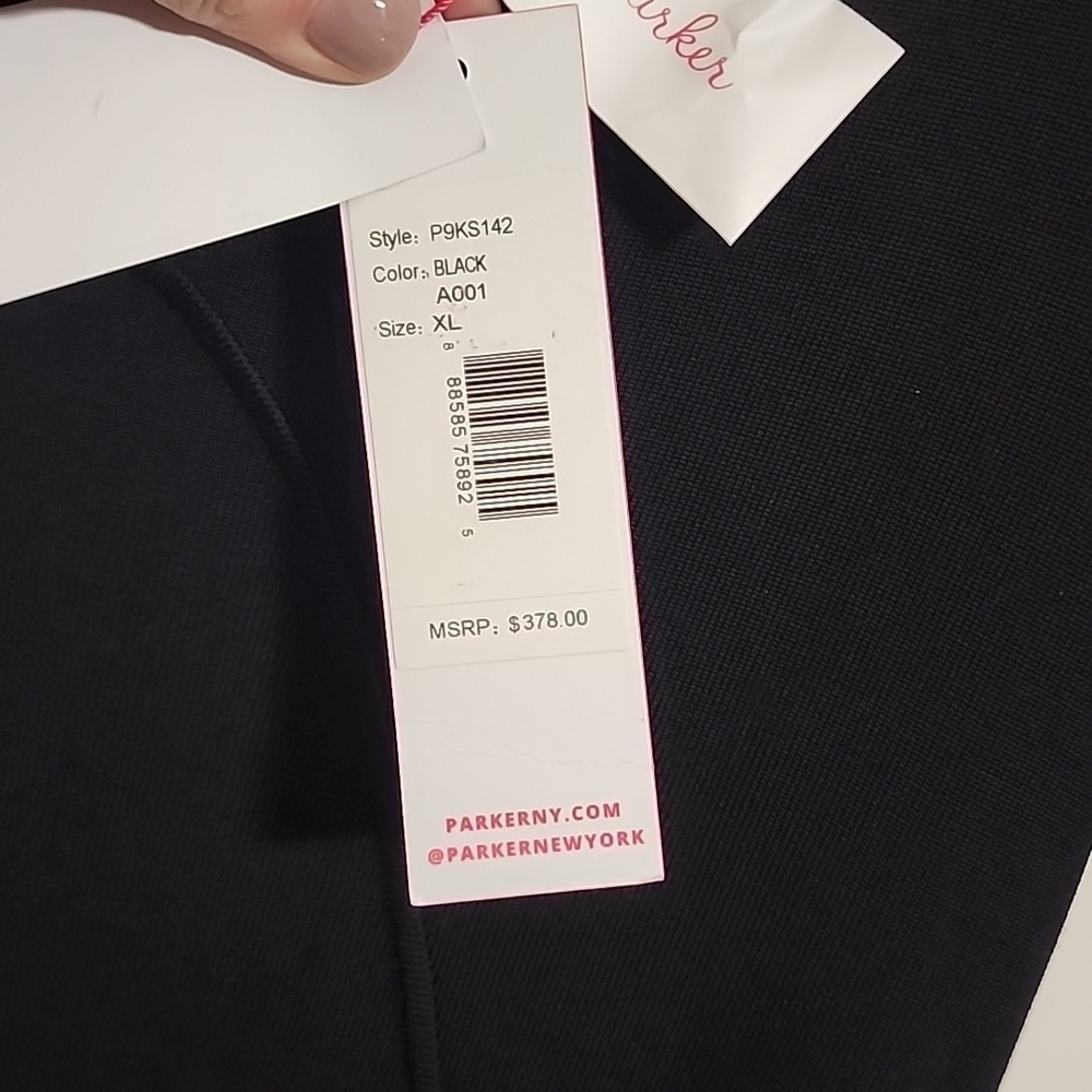 NWT Parker New York Black Faux Wrap Rhinestone Ruffle Detail Size XL - Picture 7 of 11